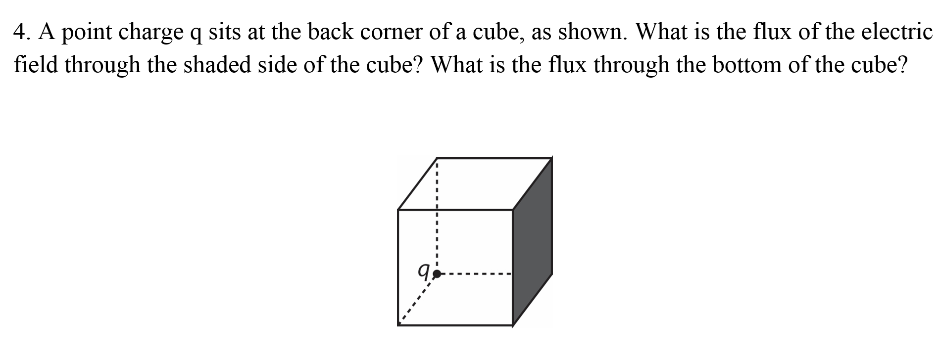 Solved A point charge q sits at the back corner of a cube, | Chegg.com