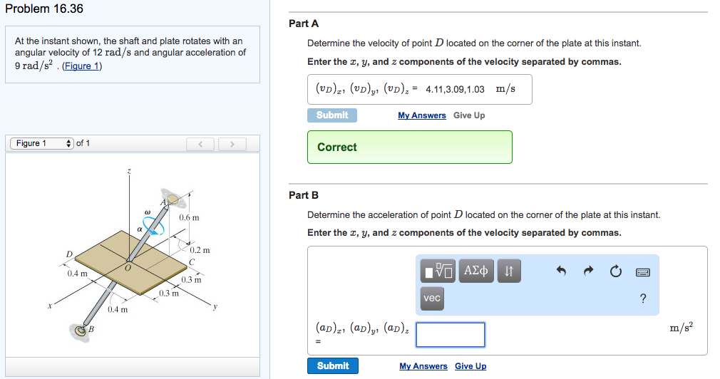 Solved At the instant shown, the shaft and plate rotates | Chegg.com