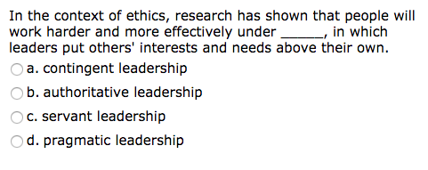 Solved In the context of ethics, research has shown that | Chegg.com
