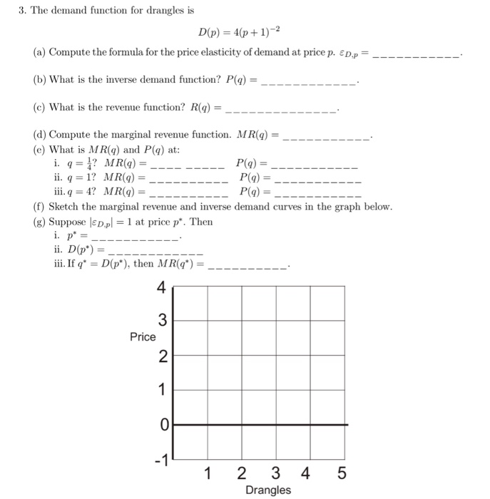 Solved The demand function for drangles is D(p) = 4(p + | Chegg.com