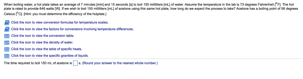 Solved When boiling water, a hot plate takes an average of 7 | Chegg.com
