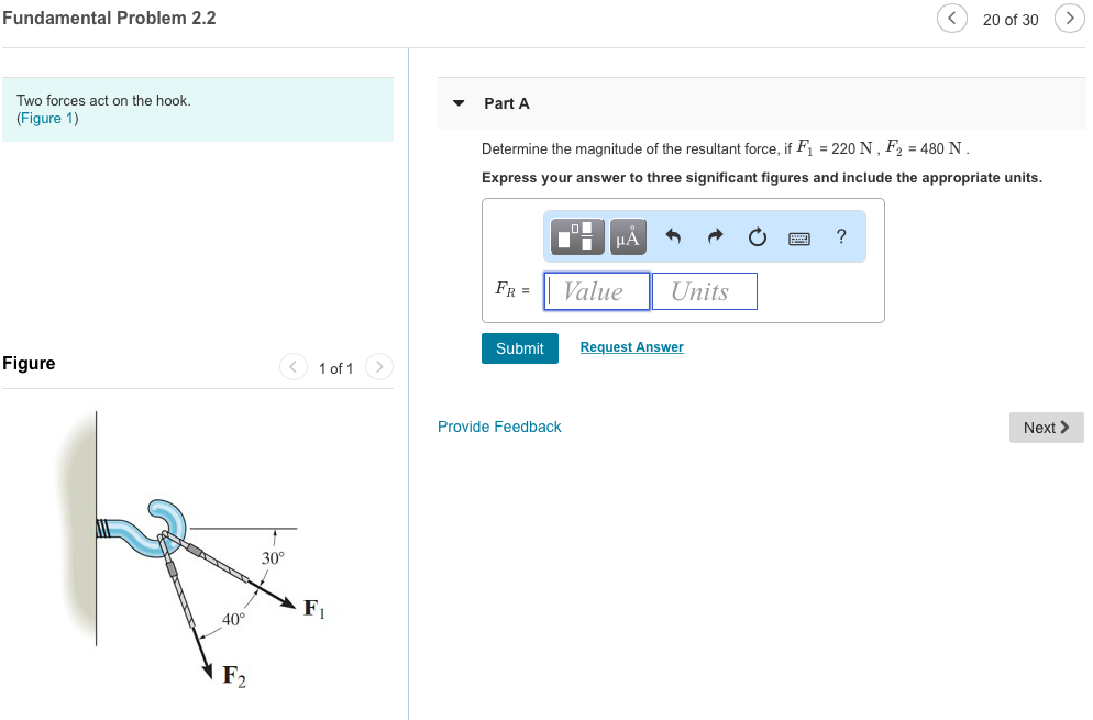 Solved Fundamental Problem 2.2 〈 20 Of 30 Two Forces Act On 