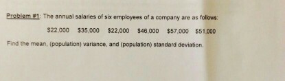 Solved The annual salaries of six employees of a company are | Chegg.com