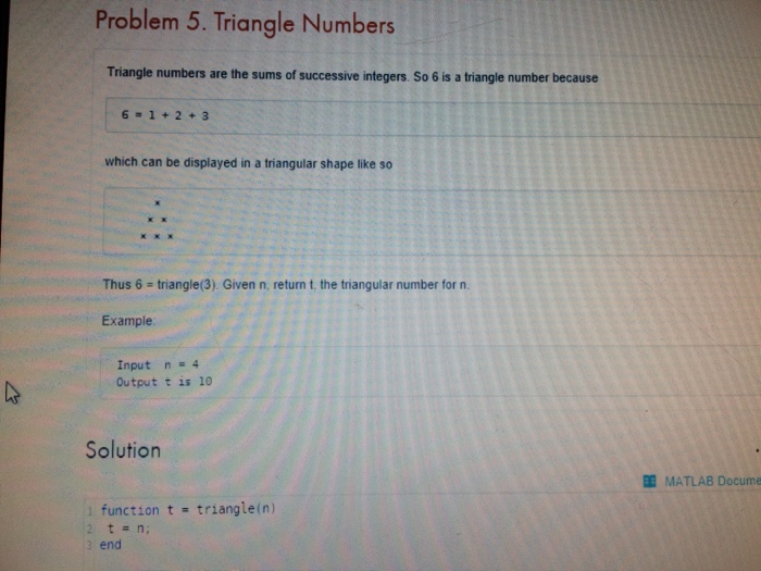 Solved Problem 5. Triangle Numbers Triangle numbers are the | Chegg.com