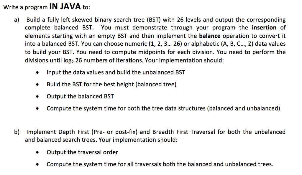Bst Implementation Java Computer Science Archive | November 26, 2017 | Chegg.com