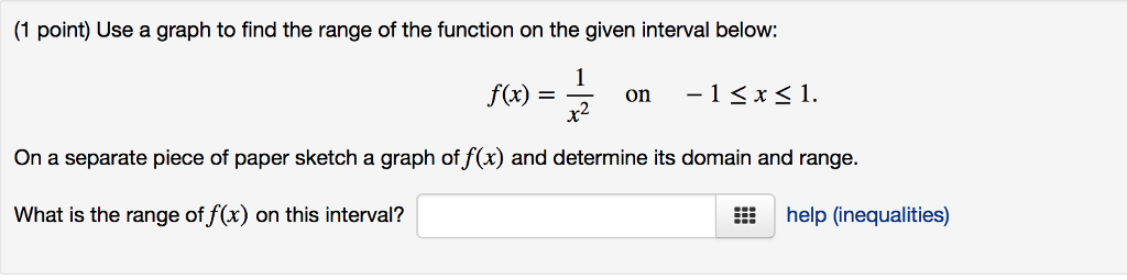 Solved Use a graph to find the range of the function on the | Chegg.com