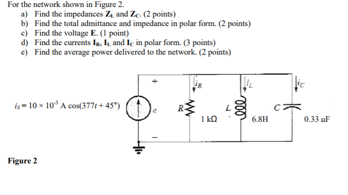 Solved For the network shown in Figure 2. a) Find the | Chegg.com