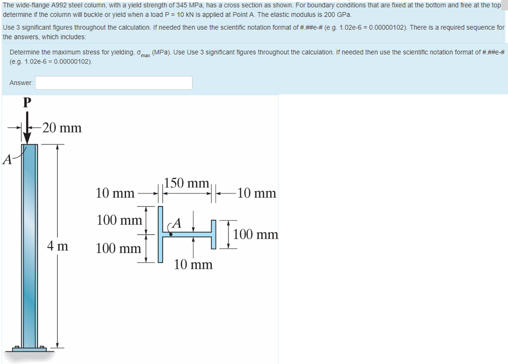 Solved The wideflange A992 steel column, with a yield