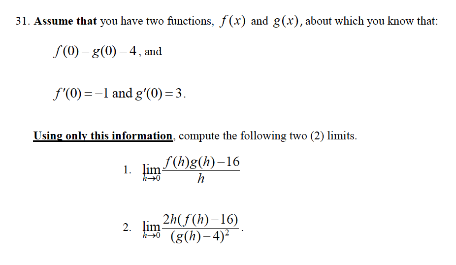 Solved 31. Assume That You Have Two Functions, F(r) And | Chegg.com