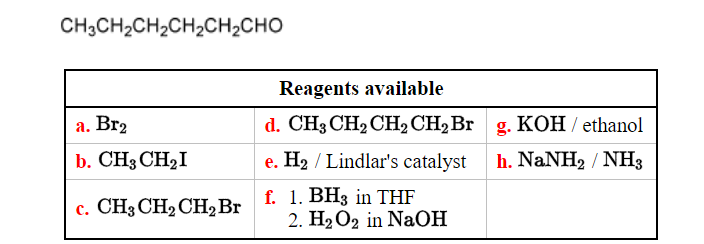 Solved 1.Select Reagents From The Above Table To Carry Out | Chegg.com