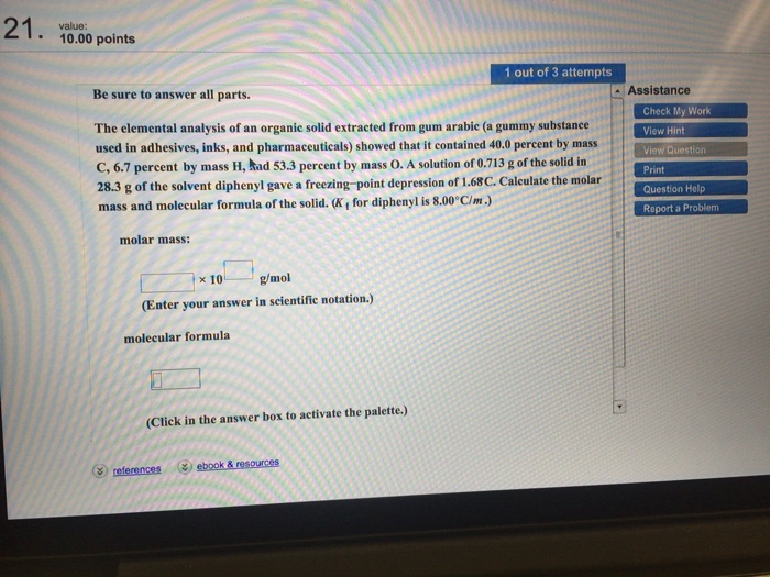 Solved The elemental analysis of an organic solid extracted | Chegg.com