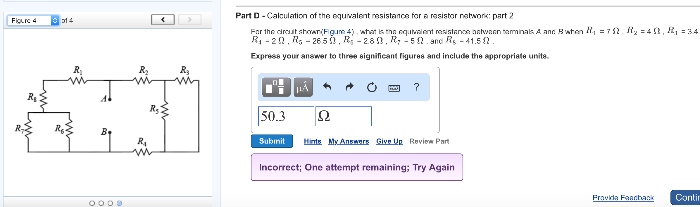 Solved Calculation of the equivalent resistance for a