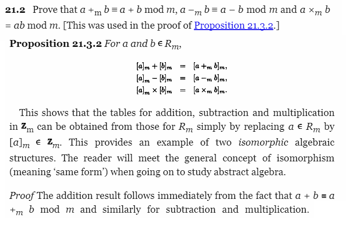 Solved 21.2 Prove That A +mb-a + B Mod M, A -mb-a - B Mod M | Chegg.com