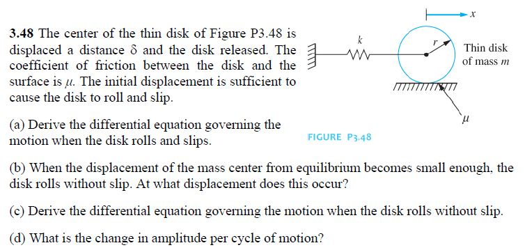 Solved 3.48 The center of the thin disk of Figure P3.48 is | Chegg.com
