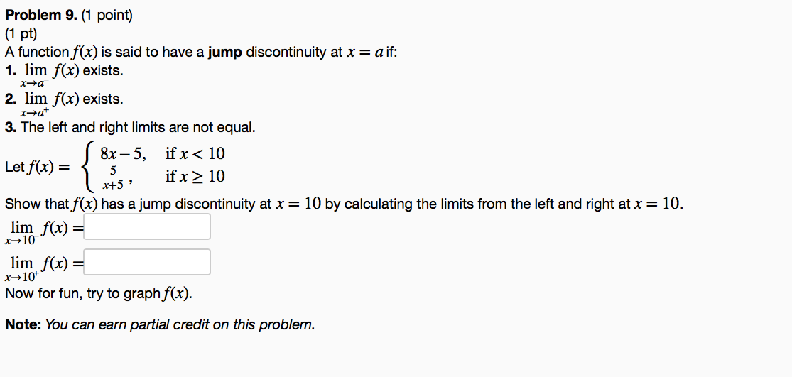 Solved A function f(x) is said to have a jump discontinuity | Chegg.com