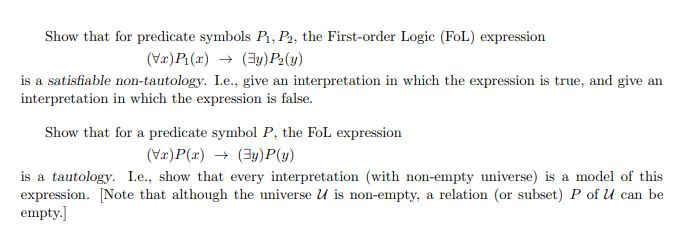 Solved Show that for predicate symbols P, P2, the | Chegg.com