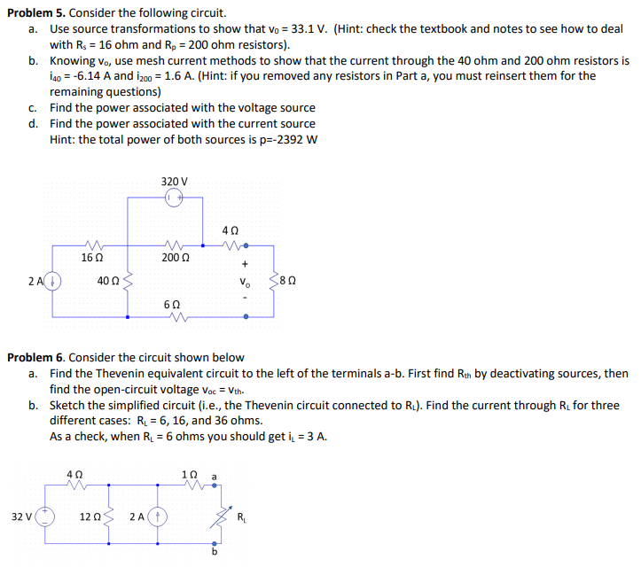 Solved Problem 5. Consider the following circuit. Use source | Chegg.com