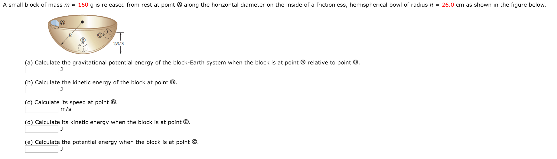 Solved A Small Block Of Mass M 160 G Is Released From Rest Chegg