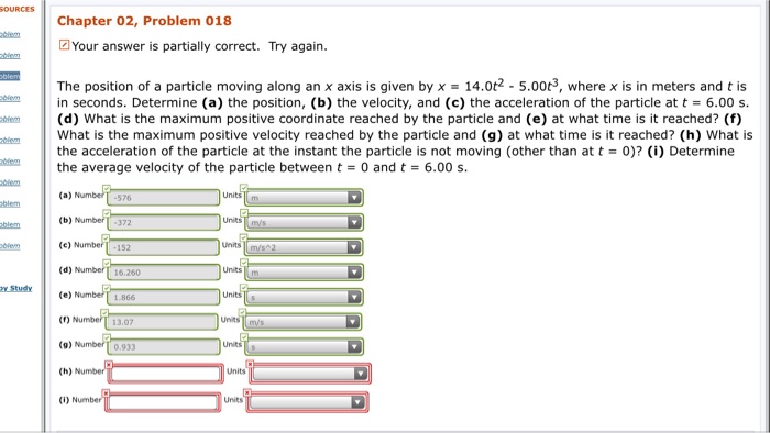 Solved The position of a particle moving along an x axis is | Chegg.com