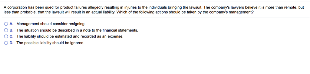 Solved A Corporation Has Been Sued For Product Failures | Chegg.com