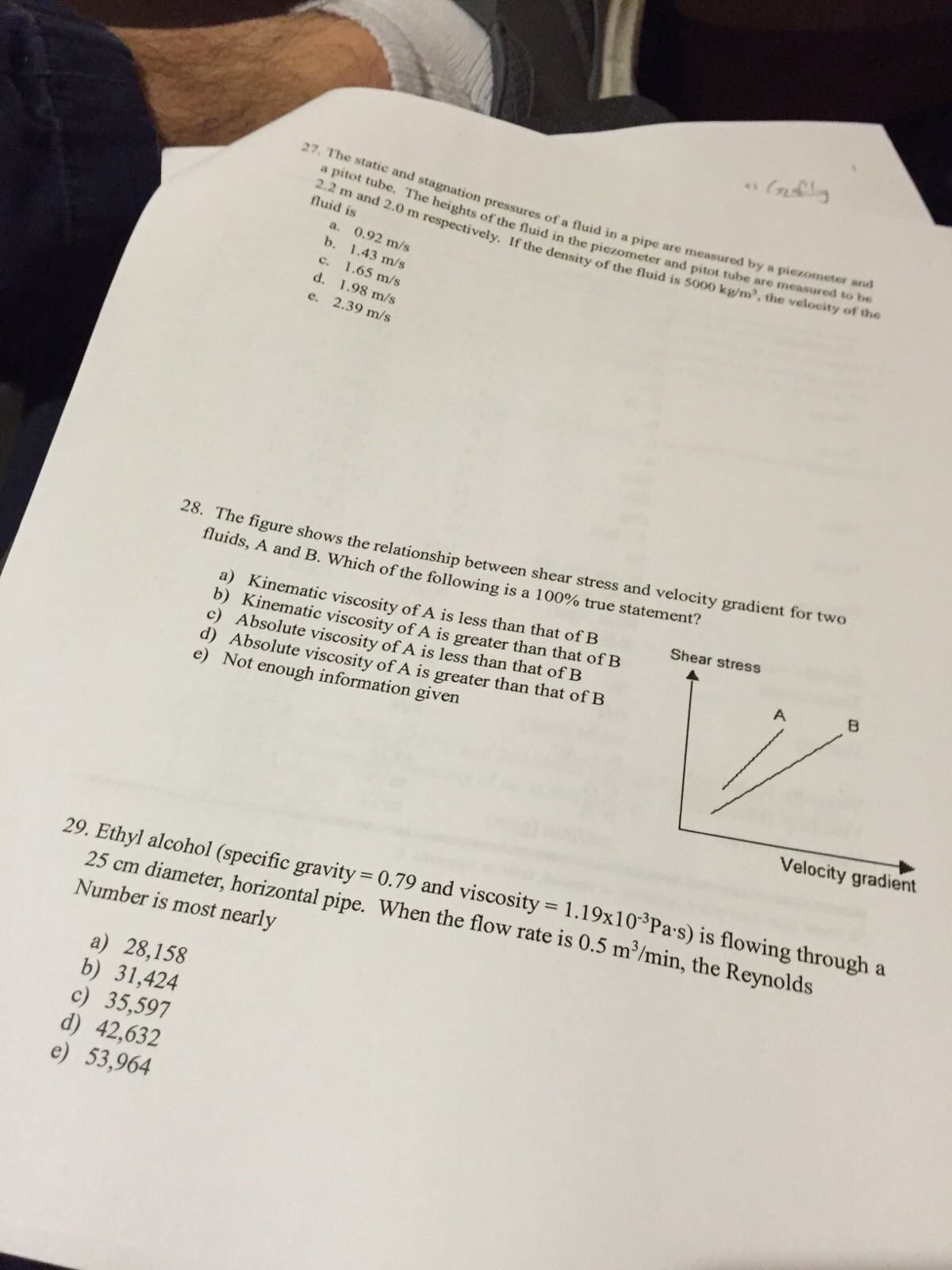 Solved The static and stagnation pressure of a fluid in a