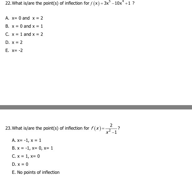 Solved What is/are the point(s) of inflection for f(x) =