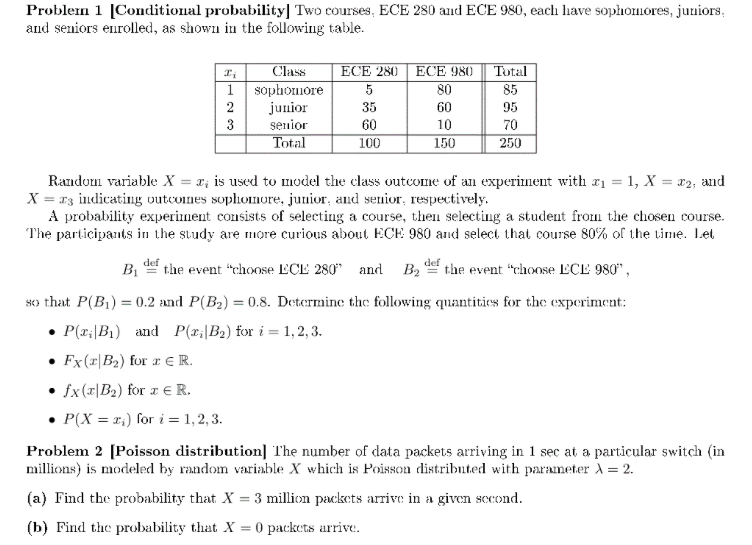 Solved [Conditional Probability] Two Courses, ECE 2813 And | Chegg.com