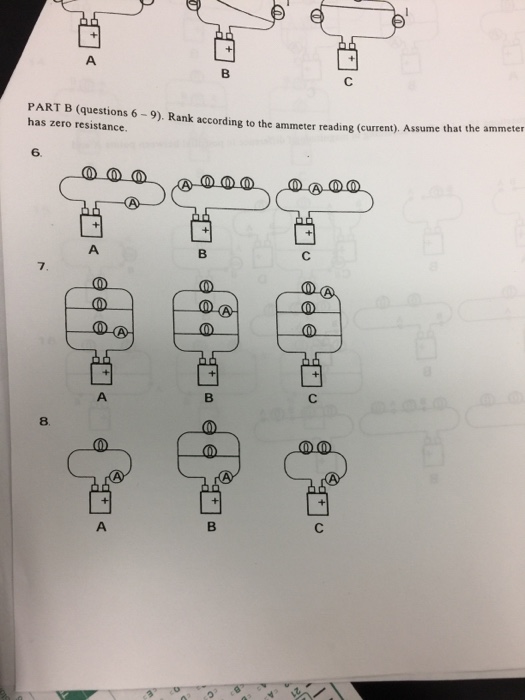 Solved Rank according to the ammeter reading (current).