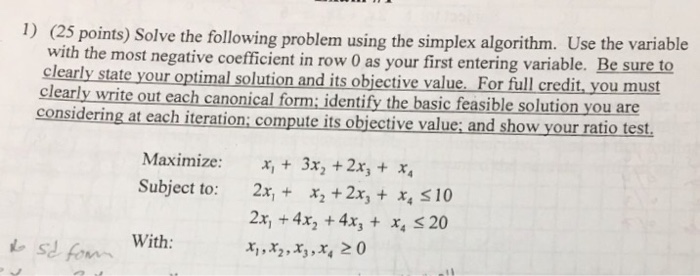 Solved Solve the following problem using the simplex | Chegg.com