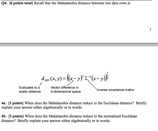 Recall That The Mahalanobis Distance Between Two | Chegg.com