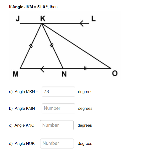 Рассмотри рисунок и найди значения углов если angle mkn 43 degree mkn 43