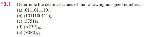 Solved 3.1 Determine the decimal values of the following | Chegg.com