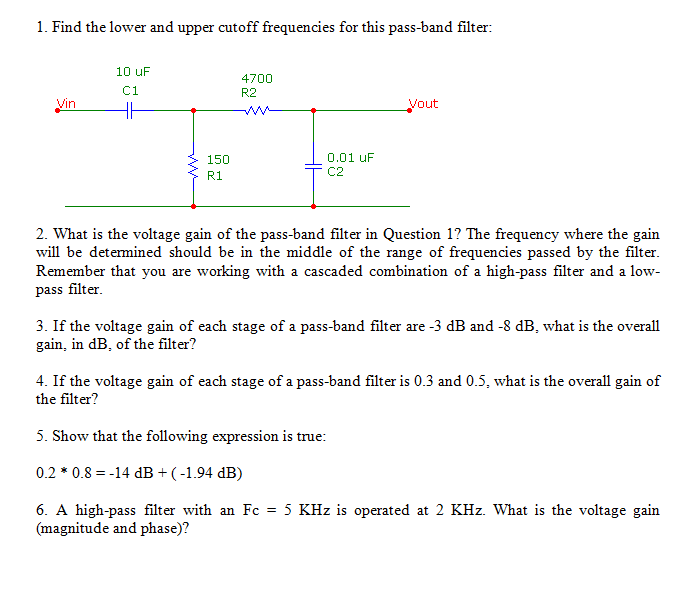 Solved 1. Find The Lower And Upper Cutoff Frequencies For | Chegg.com