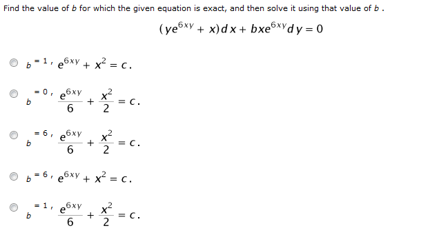 Solved Find The Value Of B For Which The Given Equation Is | Chegg.com