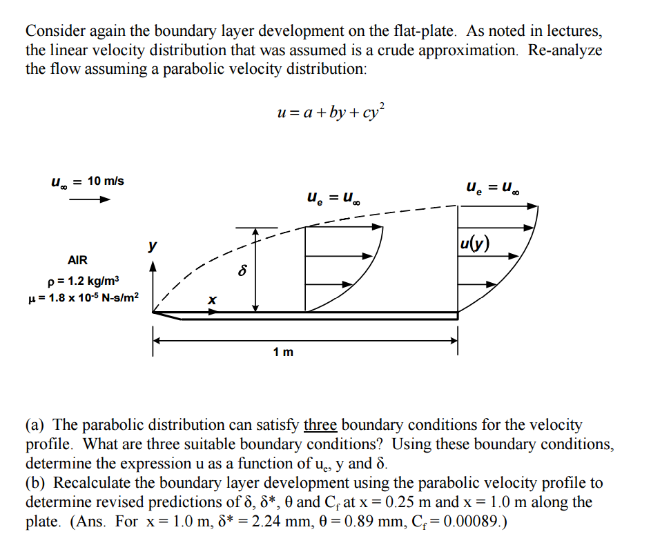 consider a flat plate subject to parallel flow (top and bottom) characterized by consider a flat plate subject to parallel flow (top and bottom) characterized by