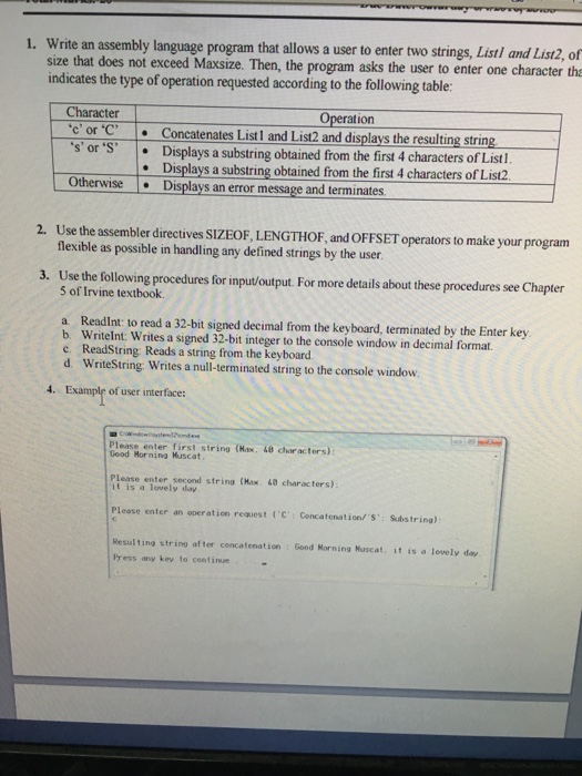 Solved 1. Write an assembly language program that allows a | Chegg.com