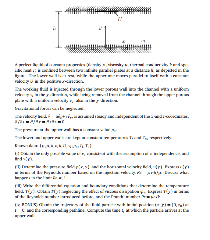 Solved A perfect liquid of constant properties (density