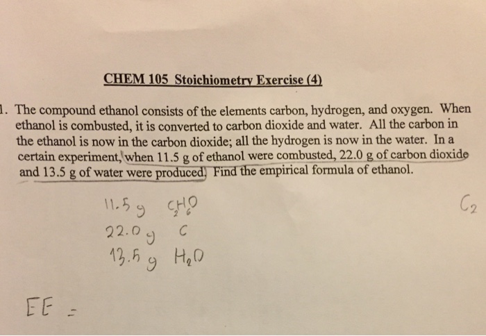 Solved The Compound Ethanol Consists Of The Elements Carbon Chegg