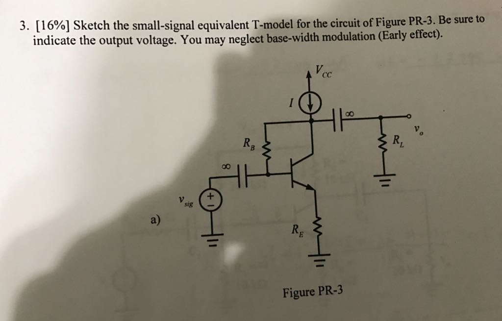 Solved Sketch the small-signal equivalent T-model for the | Chegg.com