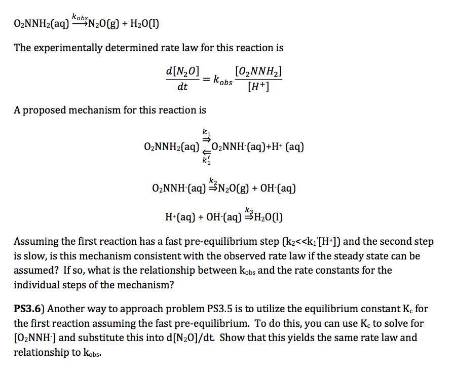 Solved kobs ONN H2(aq) →N20(g) + H20(l) The experimentally