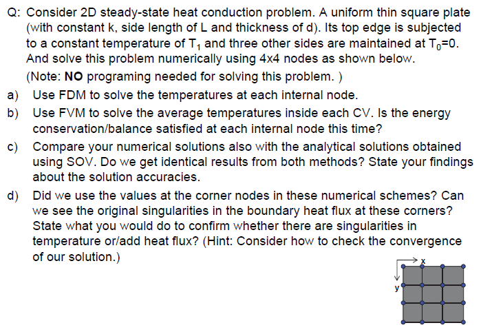 Consider 2D Steady-state Heat Conduction Problem. A | Chegg.com