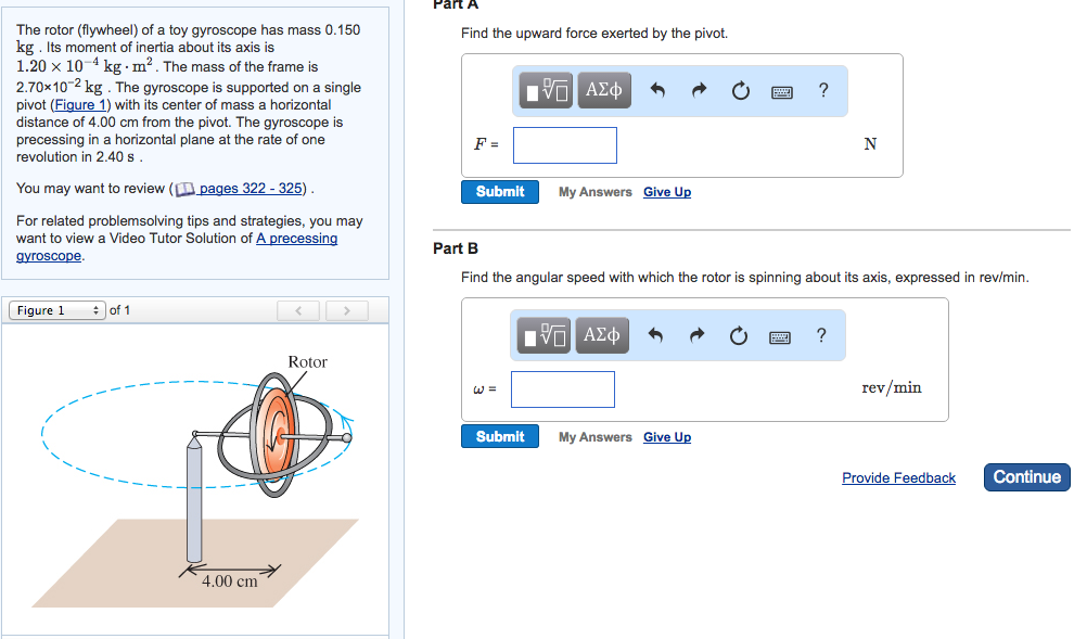 Solved Part The rotor (flywheel) of a toy gyroscope has mass