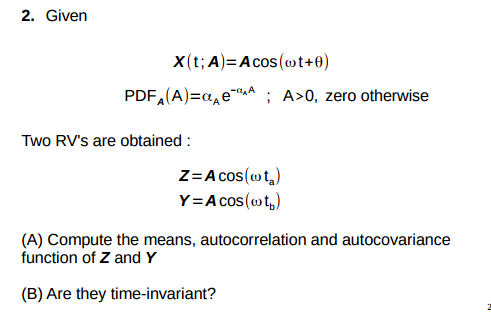 Solved Given X t A Acos omega t theta PDF A A lpha A