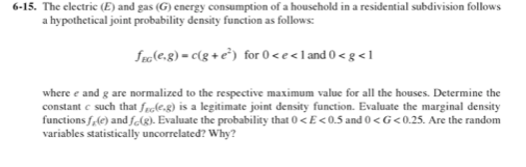 Solved The electric (E) and gas (G) energy consumption of a | Chegg.com