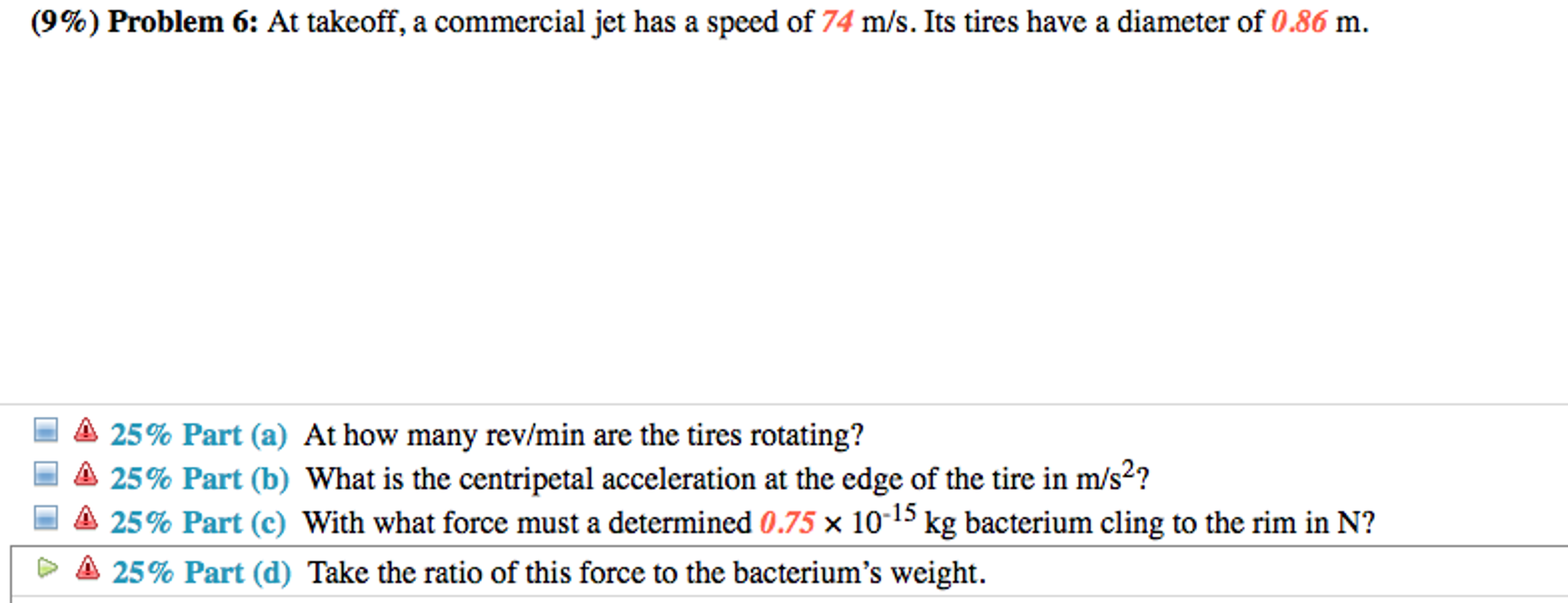 Solved At takeoff, a commercial jet has a speed of 74 m/s.