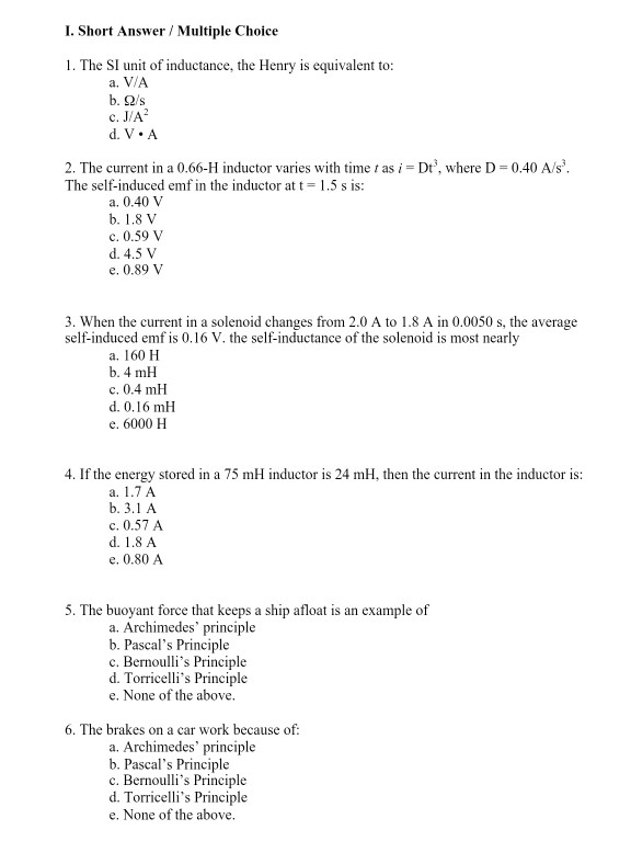 Solved The SI unit of inductance, the Henry is equivalent