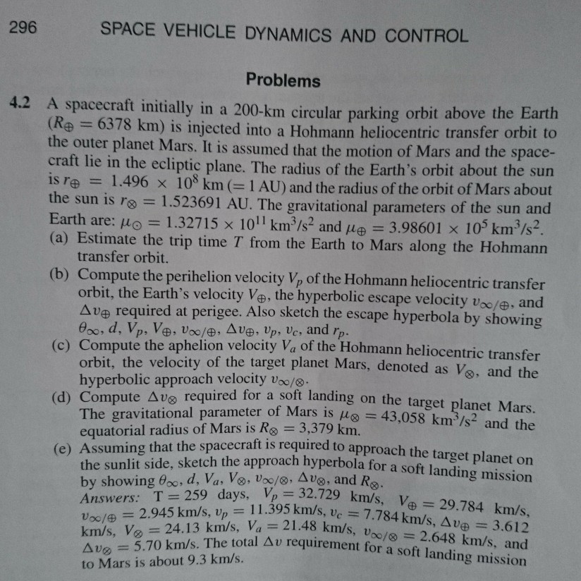 Solved 296 SPACE VEHICLE DYNAMICS AND CONTROL Problems 4.2 A | Chegg.com