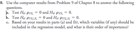 Solved 8. Use the computer results from Problem 9 of Chapter | Chegg.com