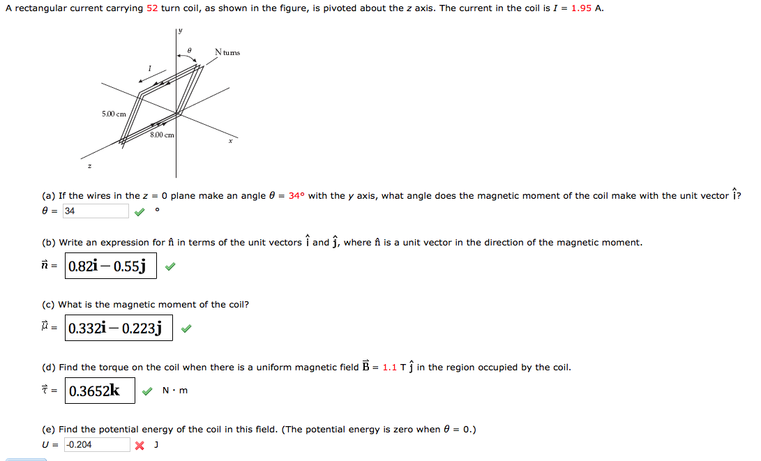 Solved A rectangular current carrying 52 turn coil, as shown