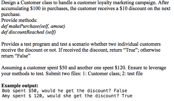 Solved Design a Customer class to handle a customer loyalty | Chegg.com